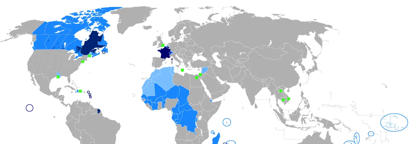 Map of french speaking parts of the world
